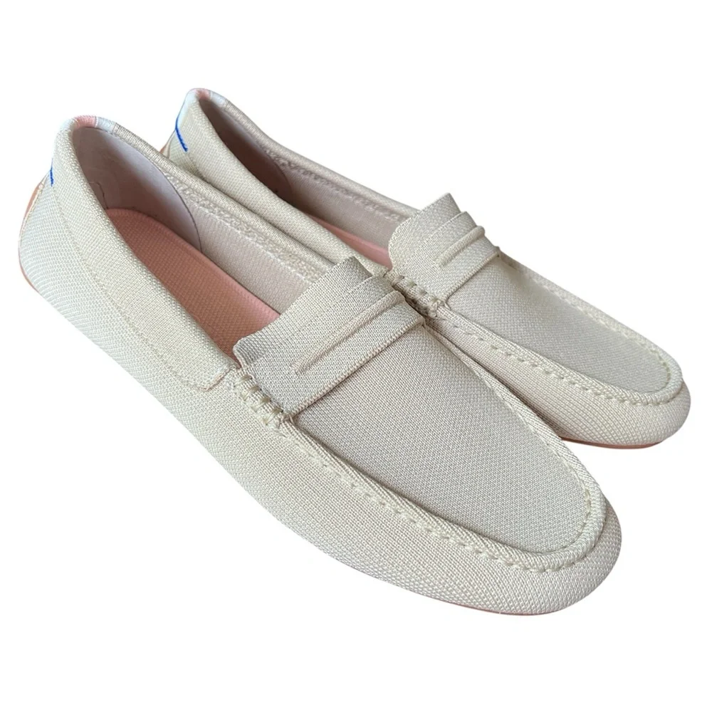 Rothy’s The Driver Loafers in Sesame Cream Tan Beige Flat Slip On Shoes Size 11 - Picture 2 of 14